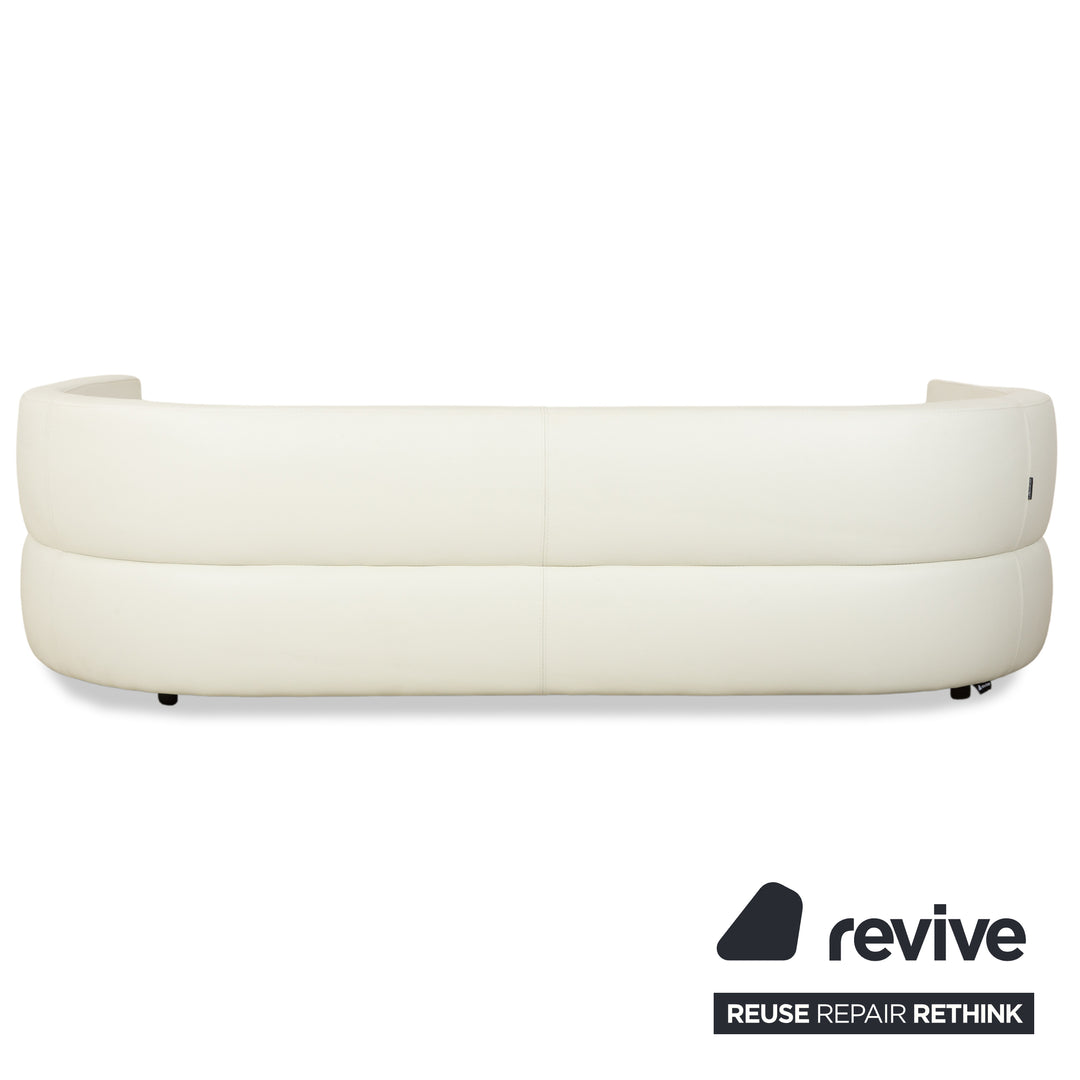 Canapé d'angle en cuir blanc crème La Nuova Casa