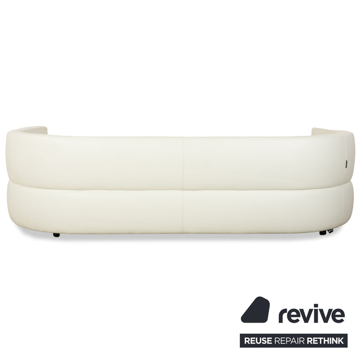 Canapé d'angle en cuir blanc crème La Nuova Casa