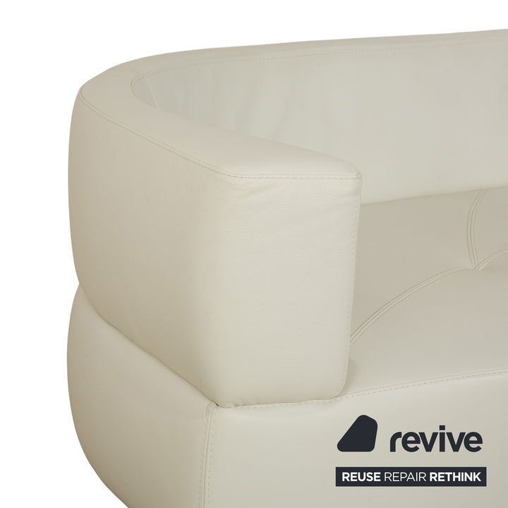 Canapé d'angle en cuir blanc crème La Nuova Casa