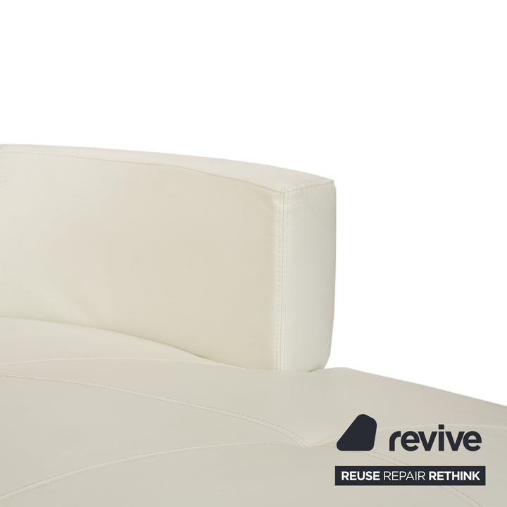 Canapé d'angle en cuir blanc crème La Nuova Casa