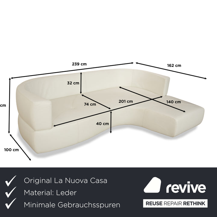 Canapé d'angle en cuir blanc crème La Nuova Casa