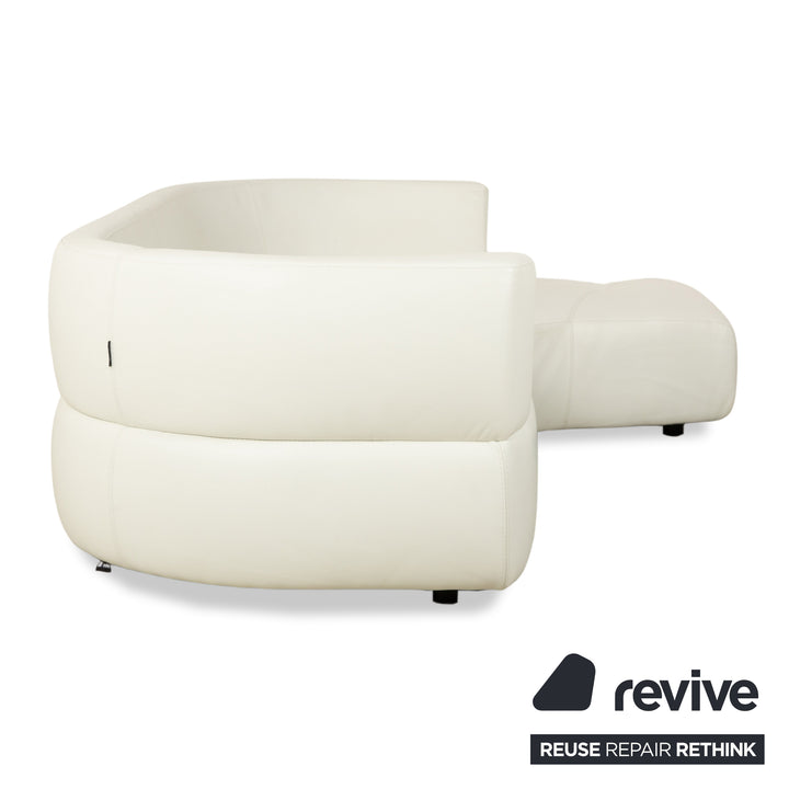 Canapé d'angle en cuir blanc crème La Nuova Casa