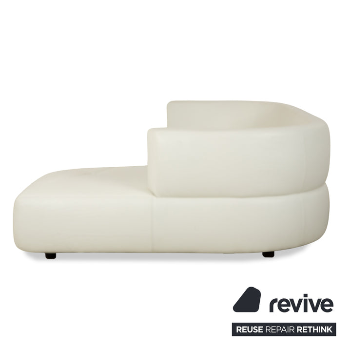 Canapé d'angle en cuir blanc crème La Nuova Casa