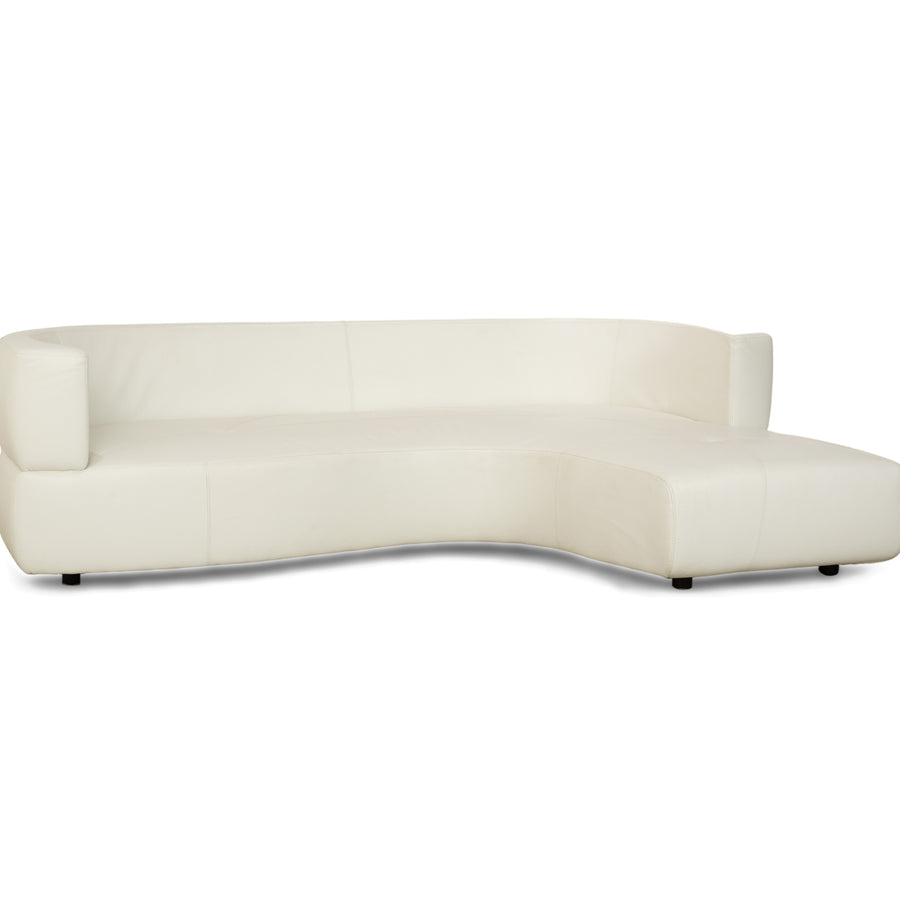 Canapé d'angle en cuir blanc crème La Nuova Casa