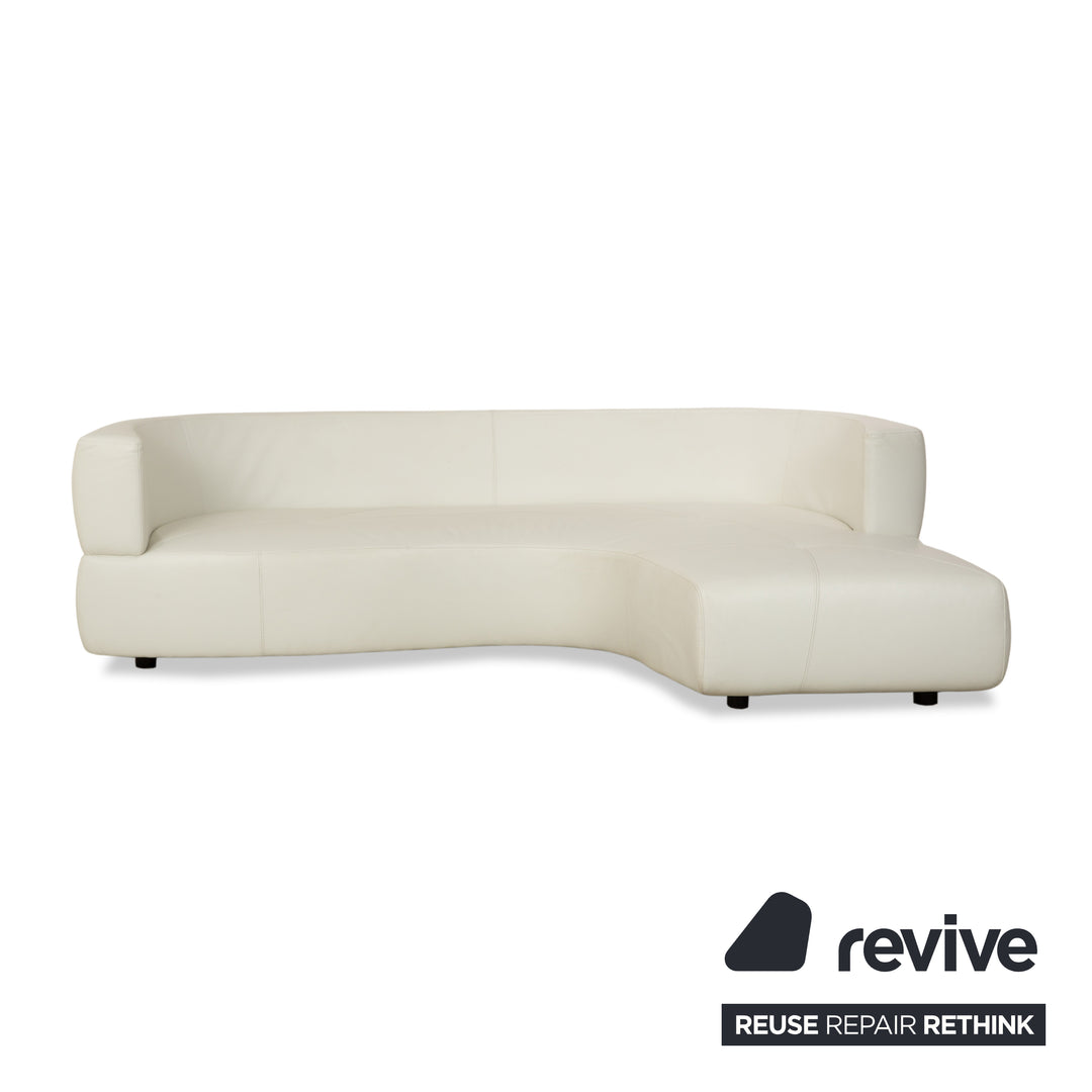 Canapé d'angle en cuir blanc crème La Nuova Casa