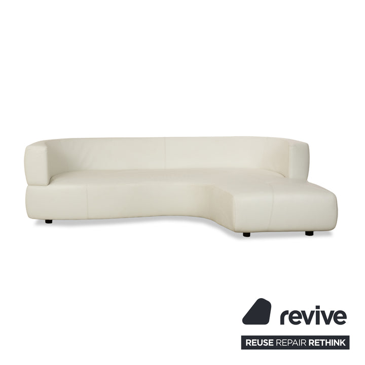 Canapé d'angle en cuir blanc crème La Nuova Casa