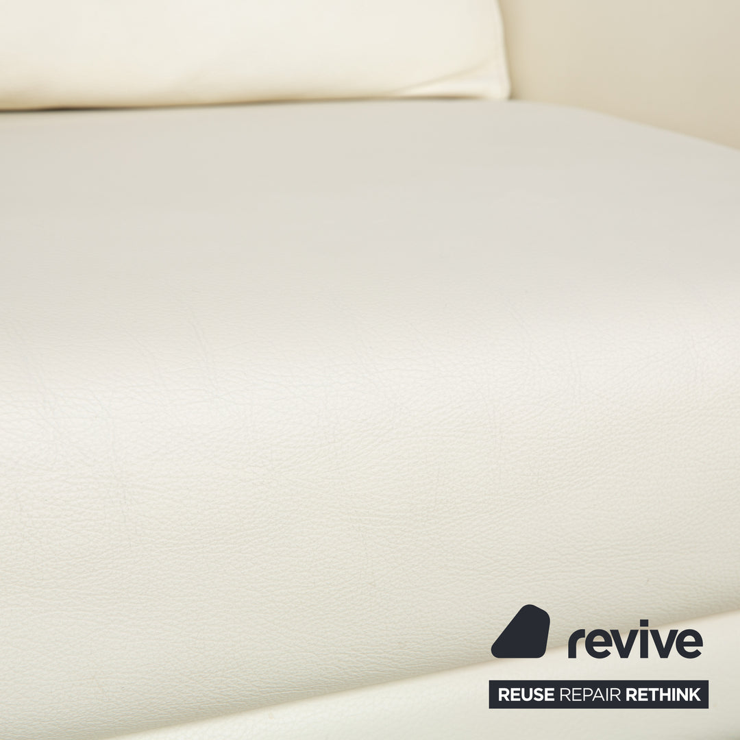 La Nuova Casa Leather Sofa Set White Cream Three-Seater Couch Set