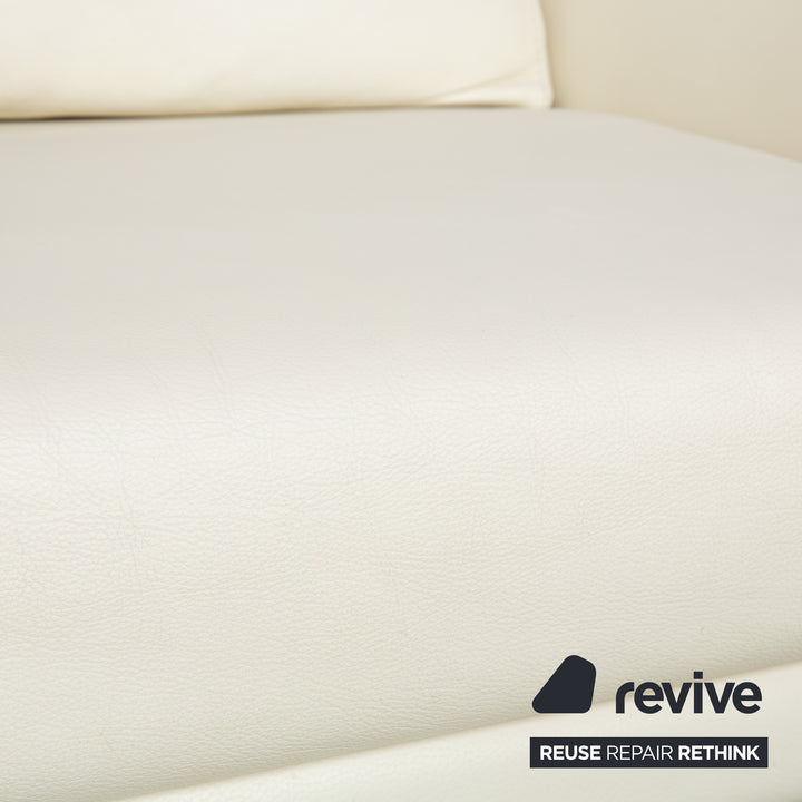 La Nuova Casa Leather Sofa Set White Cream Three-Seater Couch Set