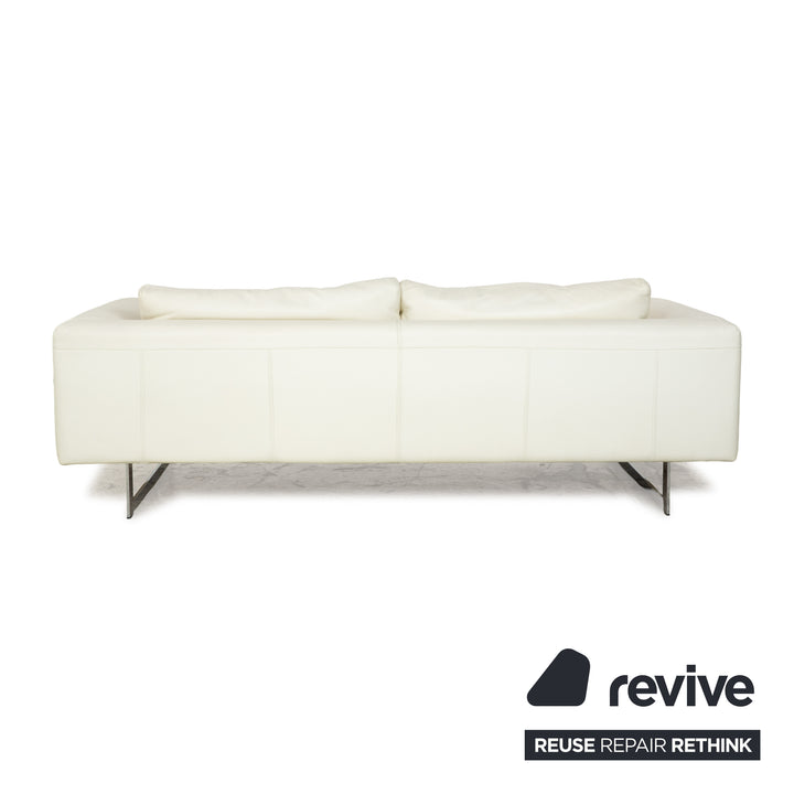 La Nuova Casa Leather Sofa Set White Cream Three-Seater Couch Set