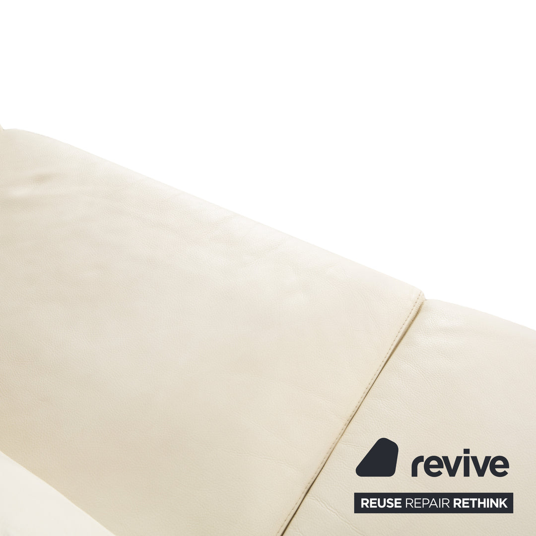 La Nuova Casa Leather Sofa Set White Cream Three-Seater Couch Set