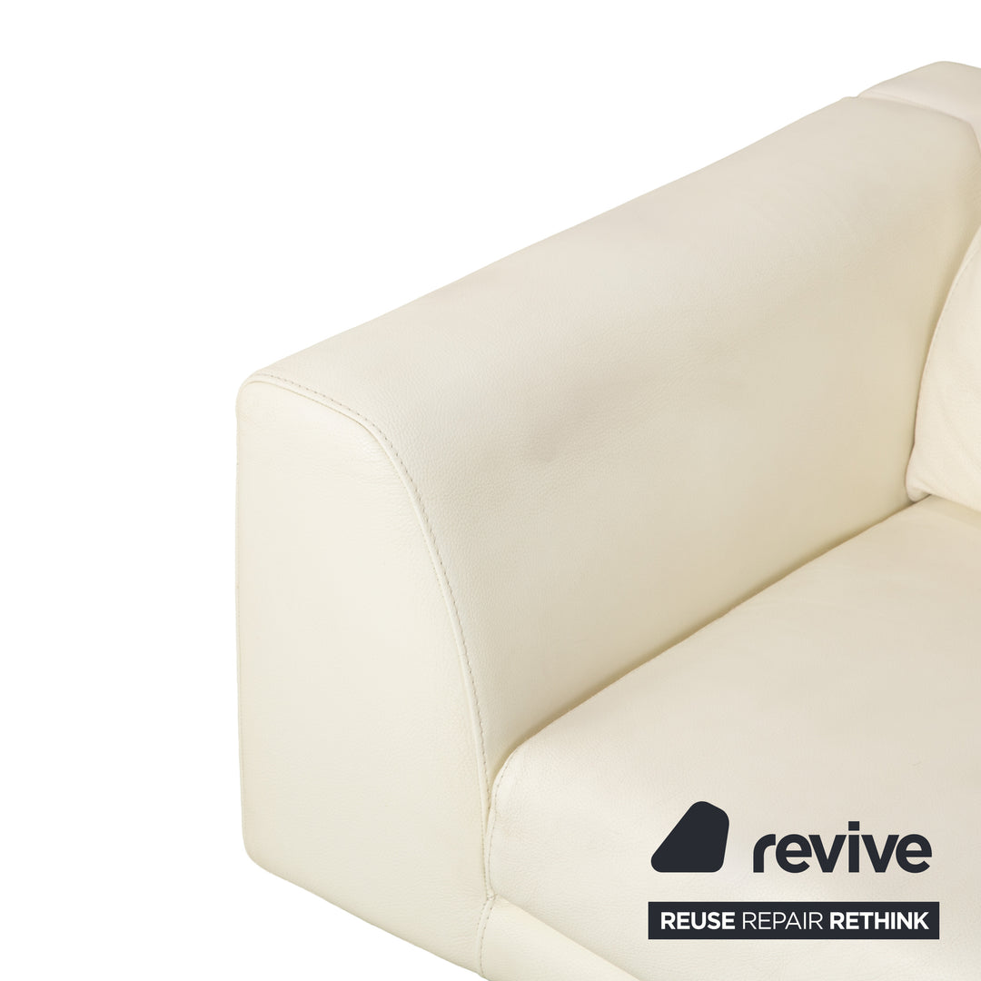 Ensemble de canapés trois places en cuir blanc crème La Nuova Casa