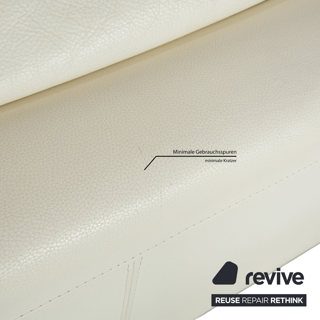 La Nuova Casa Leather Sofa Set White Cream Three-Seater Couch Set