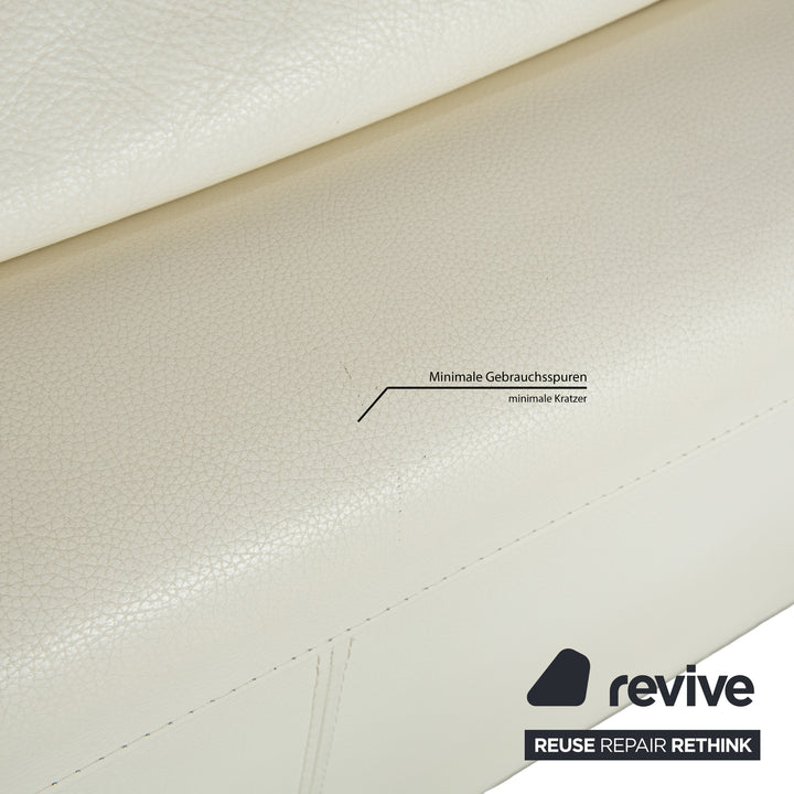 La Nuova Casa Leather Sofa Set White Cream Three-Seater Couch Set