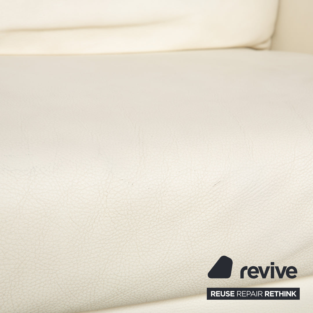 La Nuova Casa Leather Sofa Set White Cream Three-Seater Couch Set