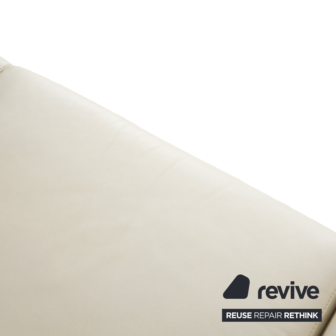 La Nuova Casa Leather Sofa Set White Cream Three-Seater Couch Set