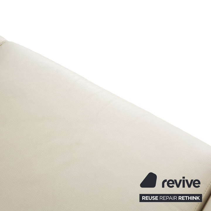 La Nuova Casa Leather Sofa Set White Cream Three-Seater Couch Set