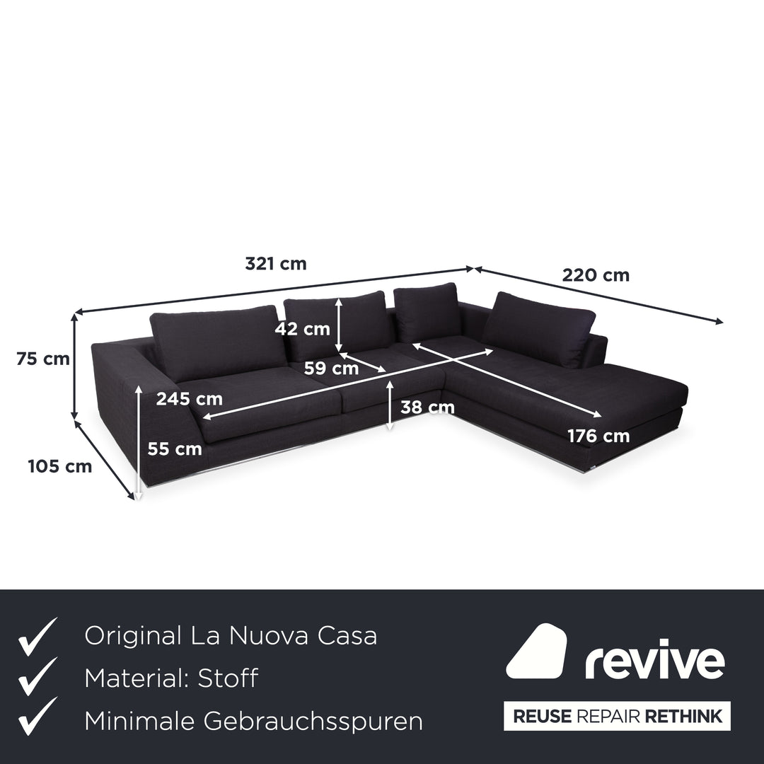 La Nuova Casa Liverpool Stoff Ecksofa Blau Grau Sofa Couch