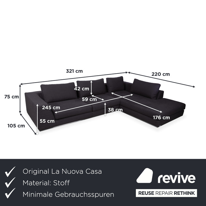 La Nuova Casa Liverpool Stoff Ecksofa Blau Grau Sofa Couch