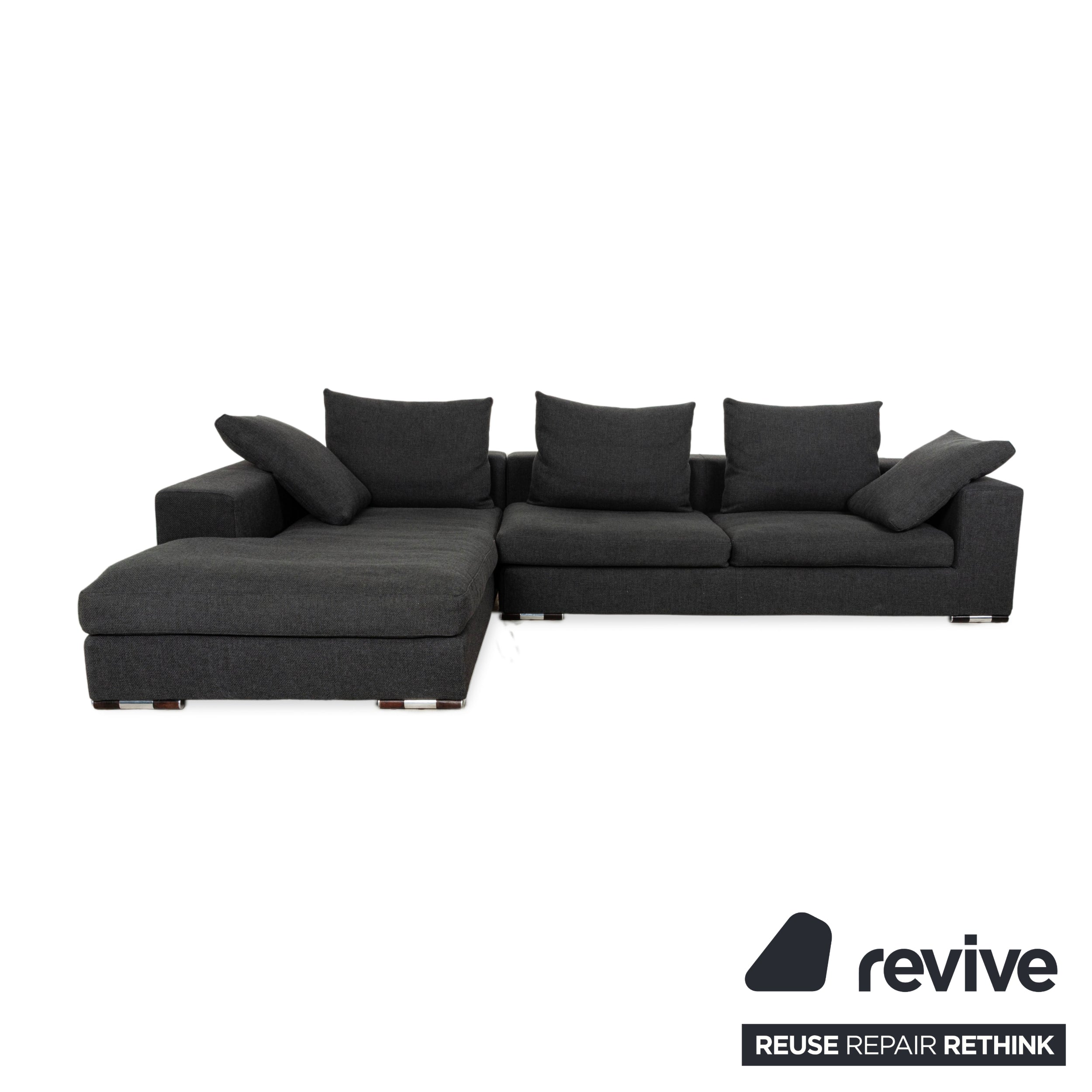 La Nuova Casa Liverpool Stoff Ecksofa Grau Recamiere links Sofa Couch