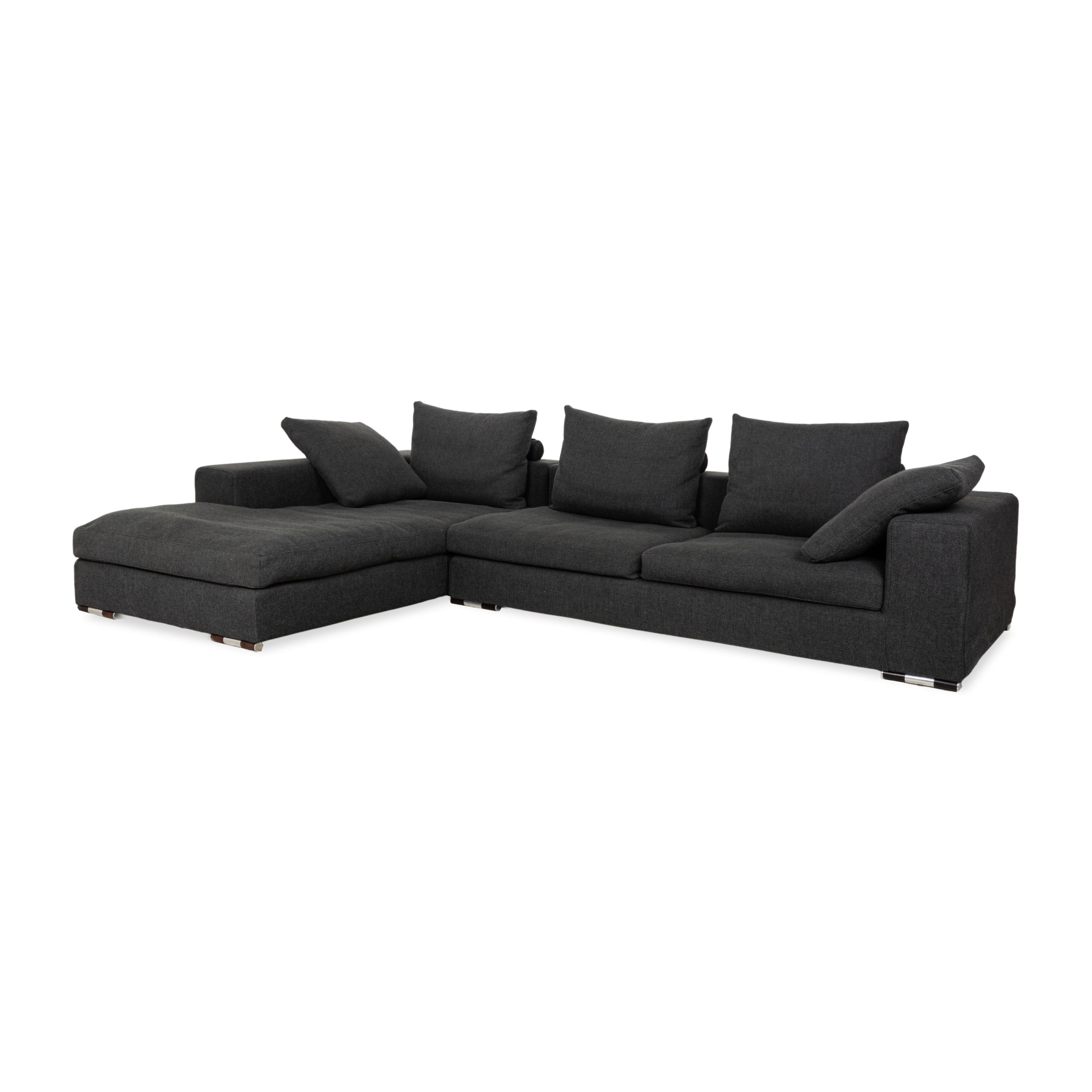 Canapé d'angle en tissu Liverpool de La Nuova Casa Gris Canapé gauche Recamiere