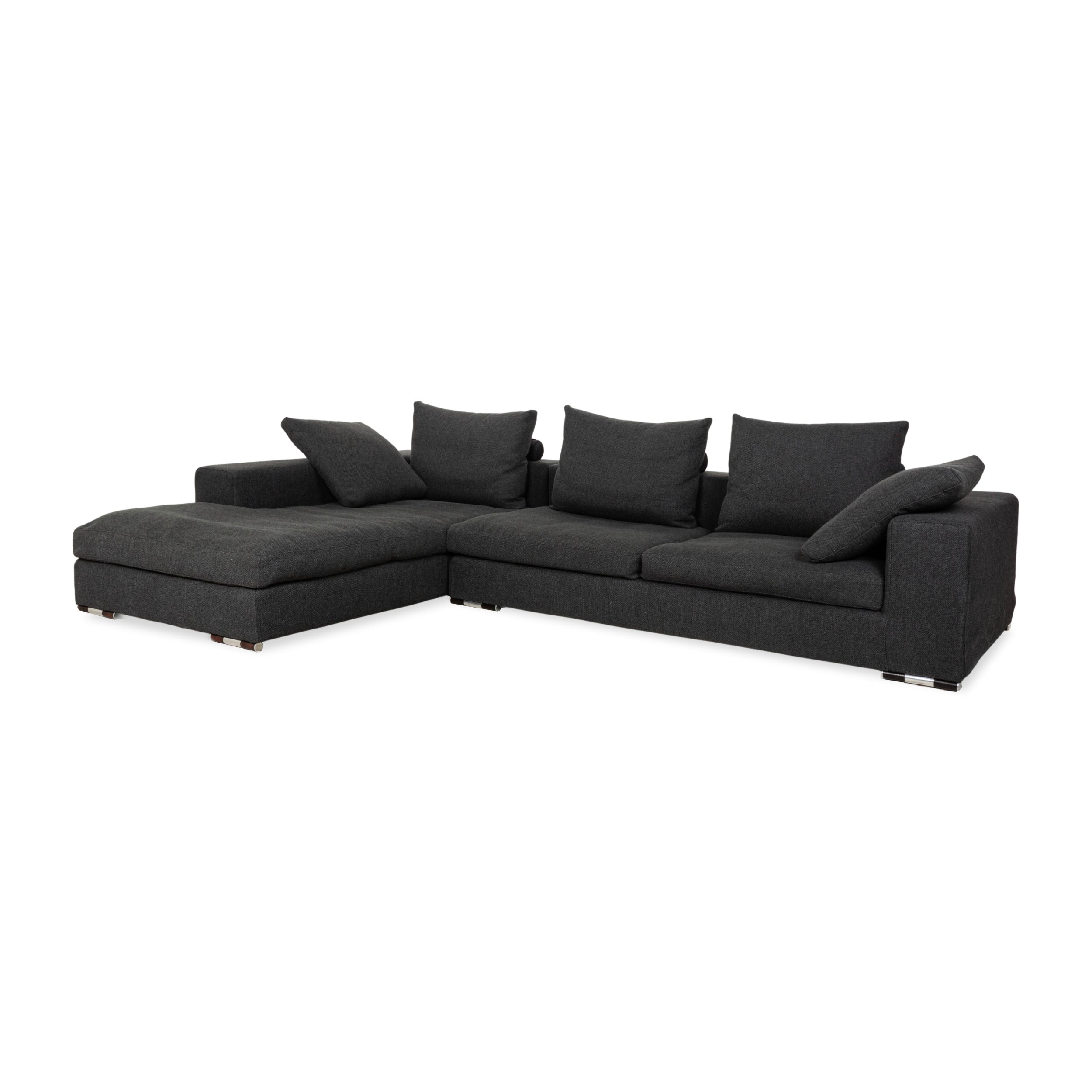 La Nuova Casa Liverpool Stoff Ecksofa Grau Recamiere links Sofa Couch