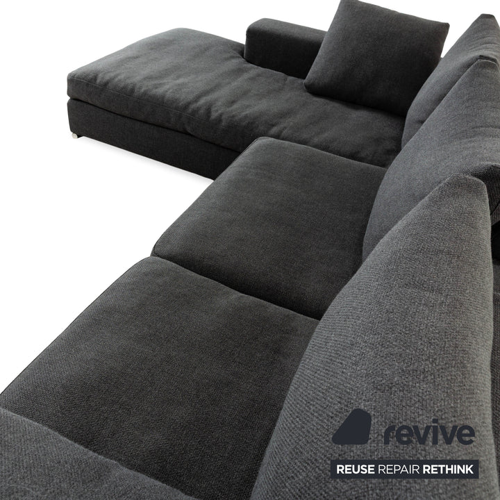 Canapé d'angle en tissu Liverpool de La Nuova Casa Gris Canapé gauche Recamiere