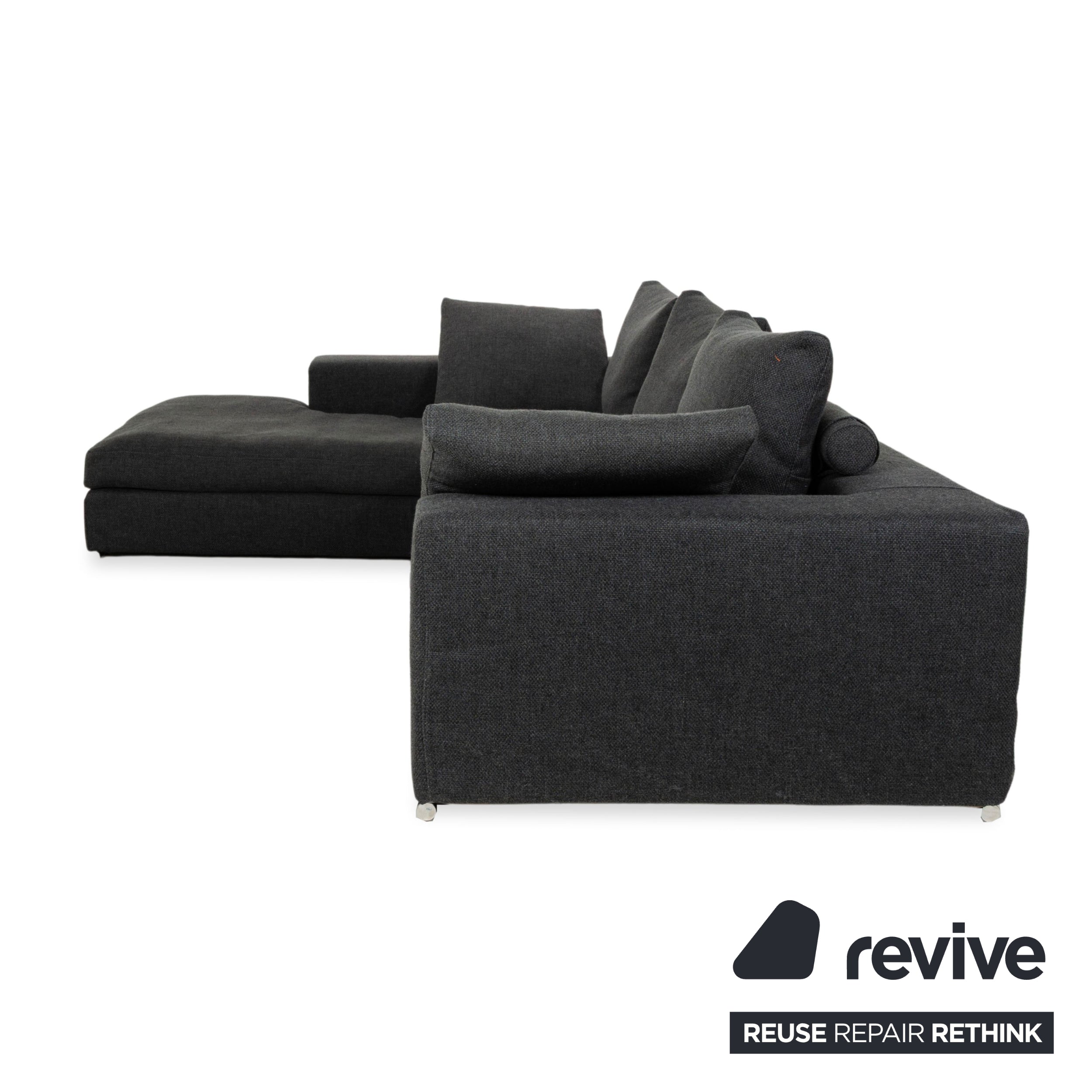 La Nuova Casa Liverpool Stoff Ecksofa Grau Recamiere links Sofa Couch