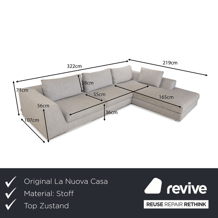 La Nuova Casa Liverpool Stoff Ecksofa Hellgrau Recamiere Rechts Sofa Couch