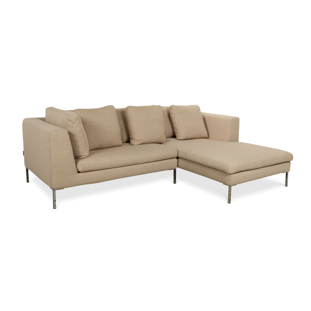 La Nuova Casa Luca Fabric Corner Sofa Beige Recamiere Right Sofa Couch