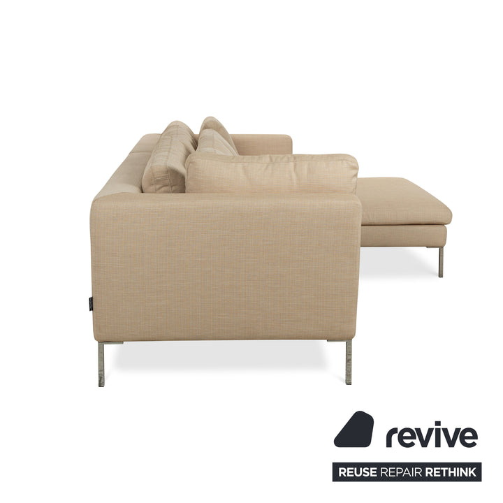 La Nuova Casa Luca Fabric Corner Sofa Beige Recamiere Right Sofa Couch