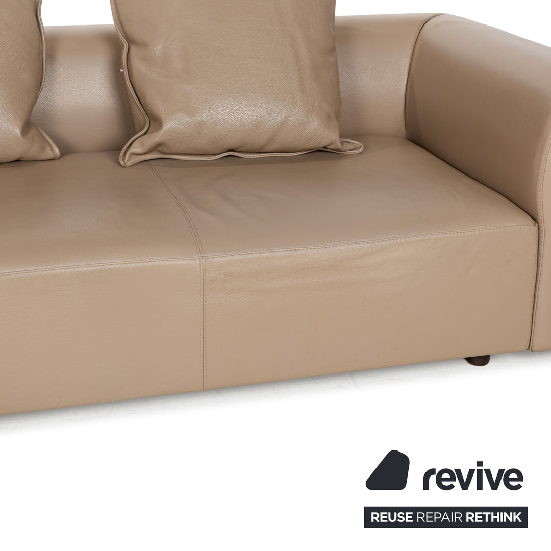 La Nuova Casa NOMAD Leder Ecksofa Beige Recamiere Links Sofa Couch manuelle Funktion