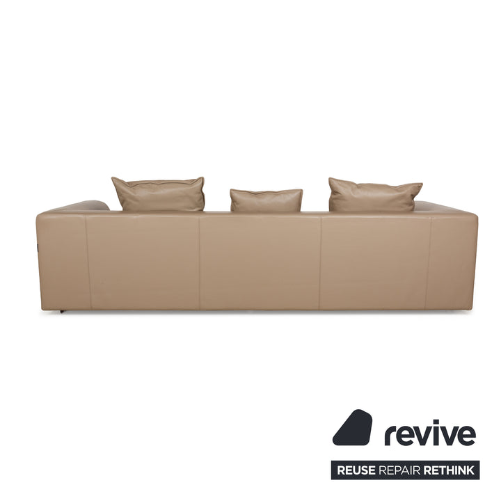 La Nuova Casa NOMAD Leder Ecksofa Beige Recamiere Links Sofa Couch manuelle Funktion