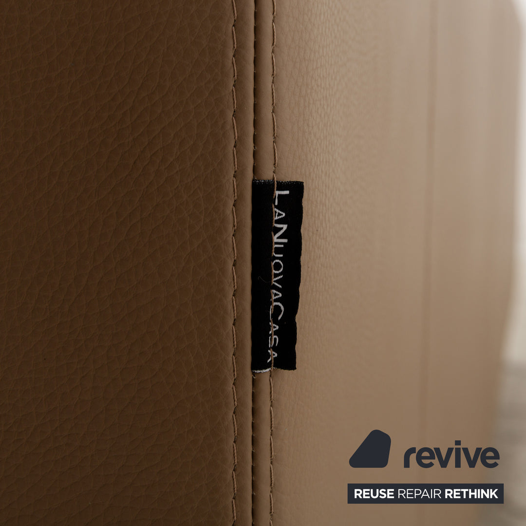 La Nuova Casa NOMAD Leder Ecksofa Beige Recamiere Links Sofa Couch manuelle Funktion