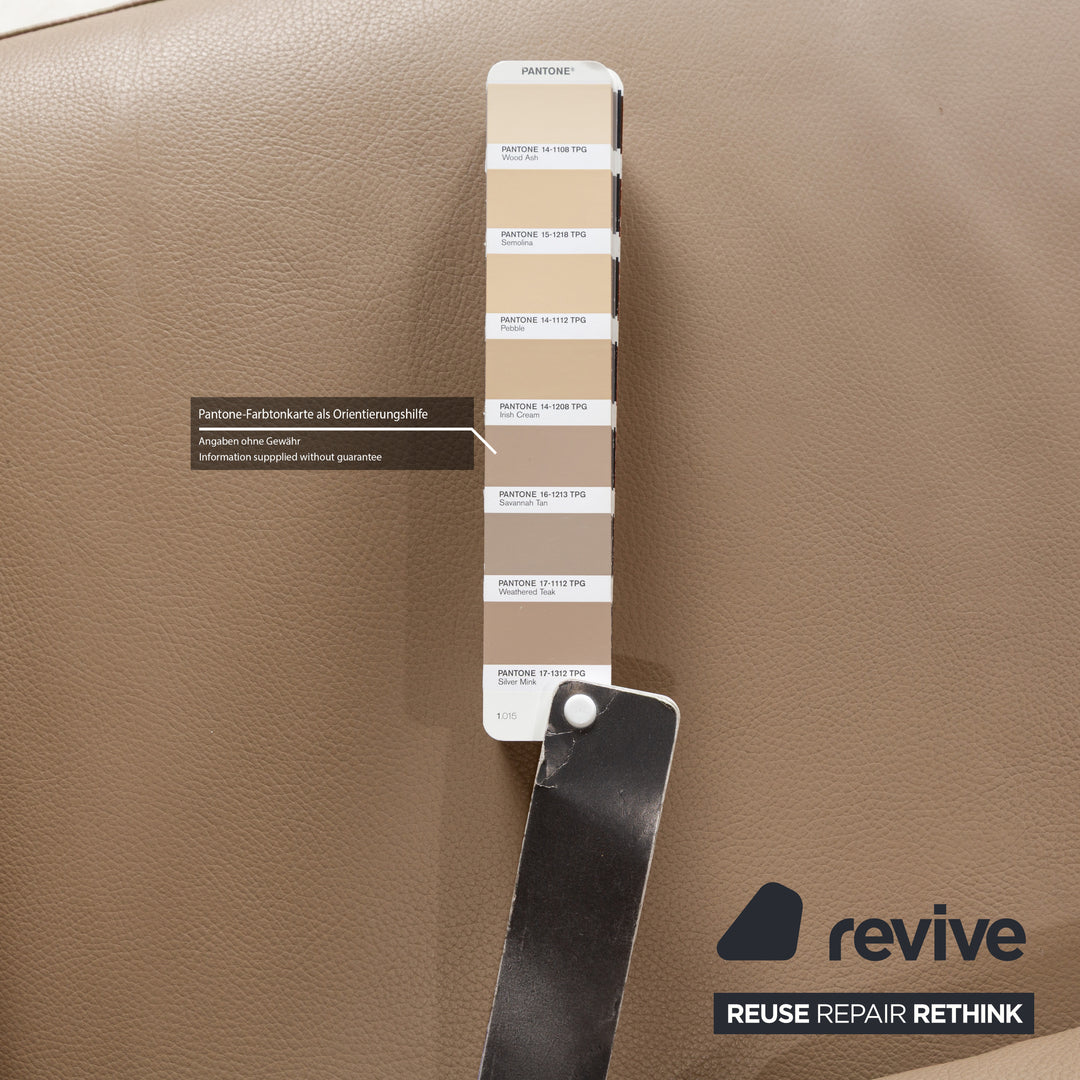 La Nuova Casa NOMAD Leder Ecksofa Beige Recamiere Links Sofa Couch manuelle Funktion