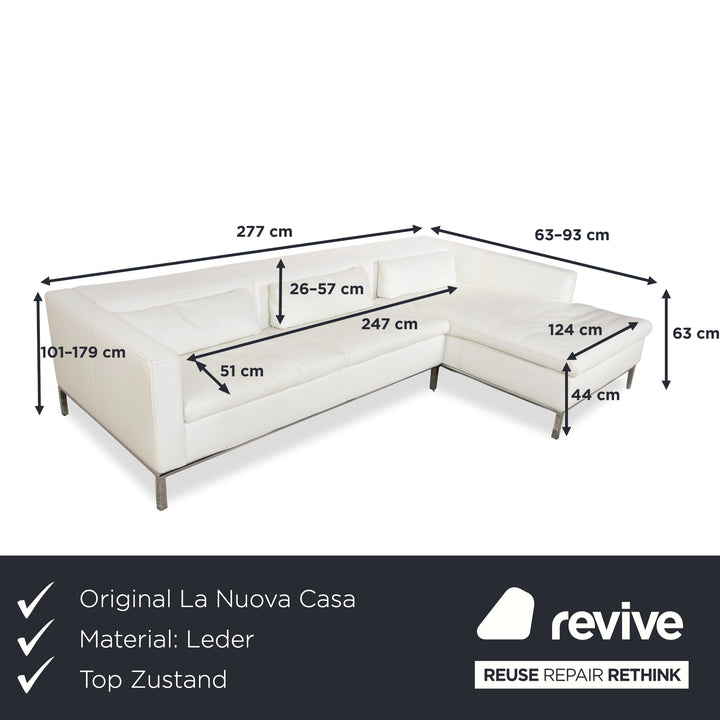 La Nuova Casa Philadelphia Leder Ecksofa Weiß Sofa Couch manuelle Funktion