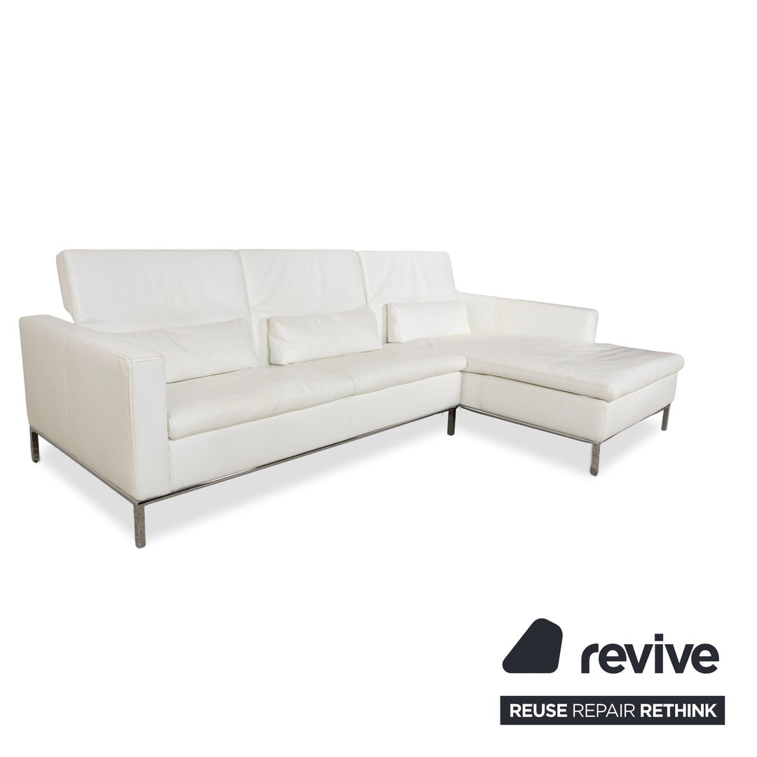 La Nuova Casa Philadelphia Leder Ecksofa Weiß Sofa Couch manuelle Funktion