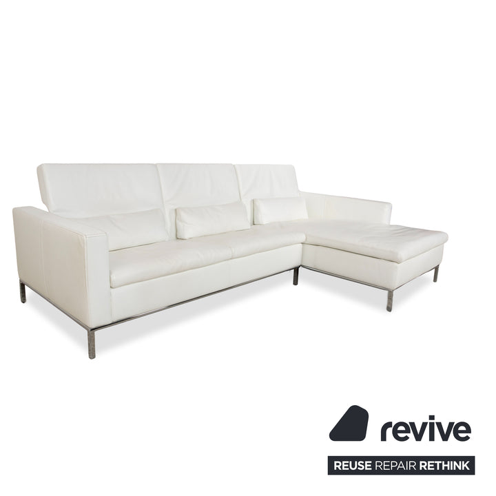 La Nuova Casa Philadelphia Leder Ecksofa Weiß Sofa Couch manuelle Funktion