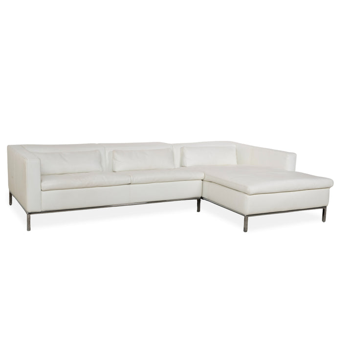 La Nuova Casa Philadelphia Leder Ecksofa Weiß Sofa Couch manuelle Funktion