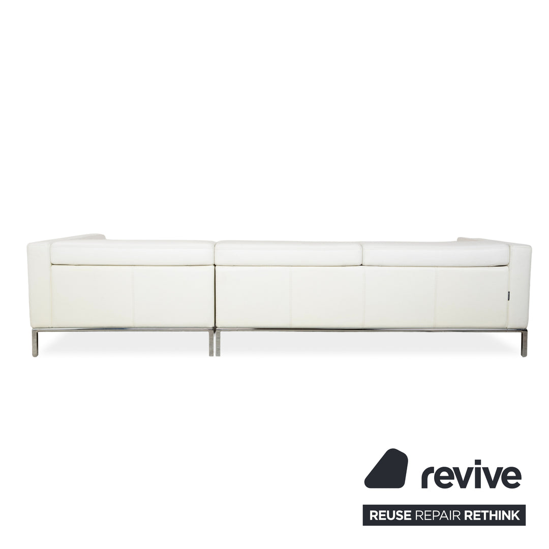 La Nuova Casa Philadelphia Leder Ecksofa Weiß Sofa Couch manuelle Funktion