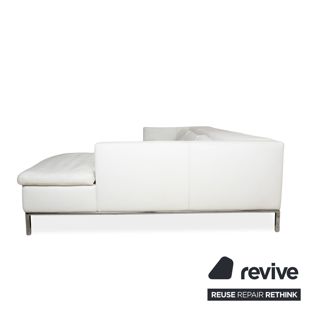 La Nuova Casa Philadelphia Leder Ecksofa Weiß Sofa Couch manuelle Funktion