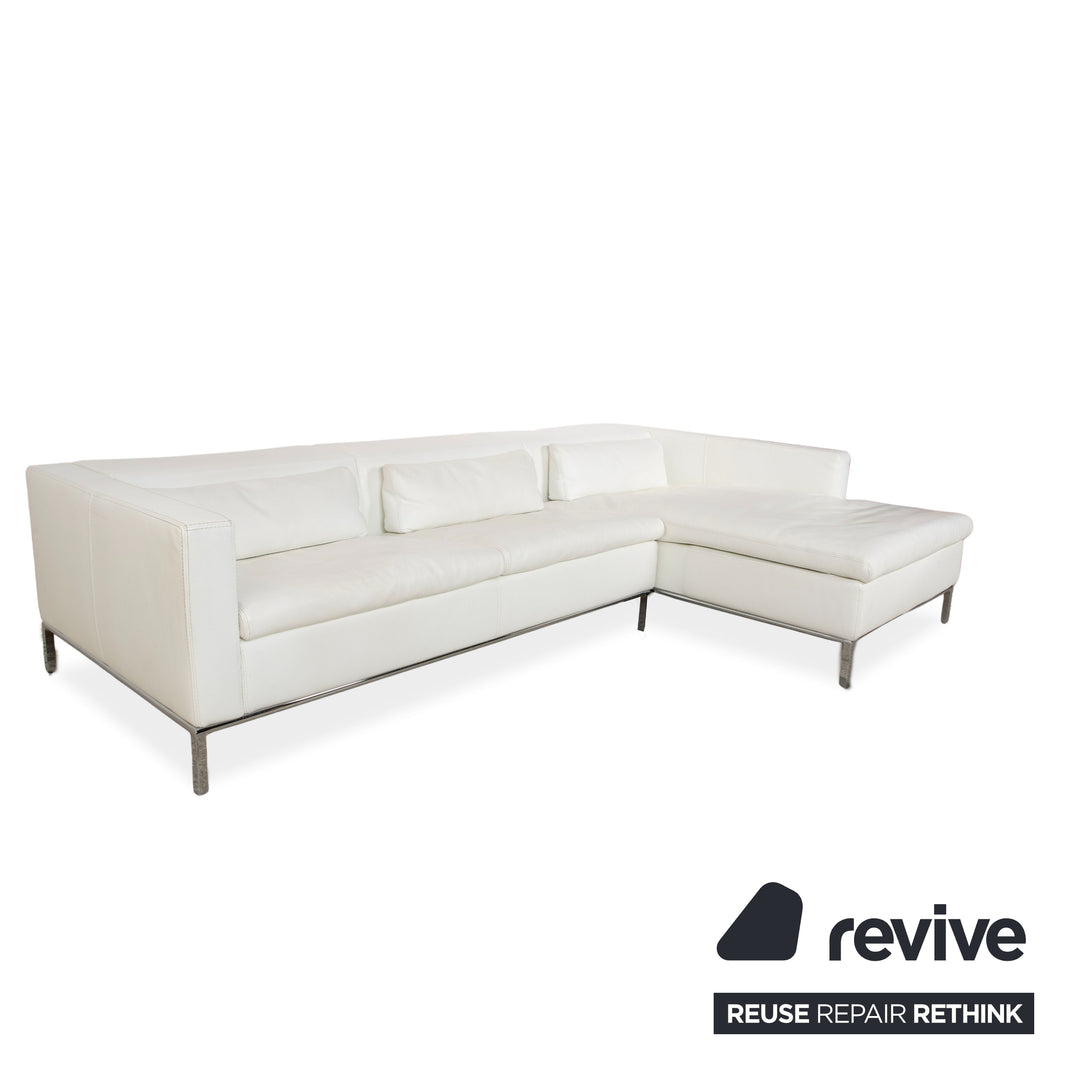 La Nuova Casa Philadelphia Leder Ecksofa Weiß Sofa Couch manuelle Funktion