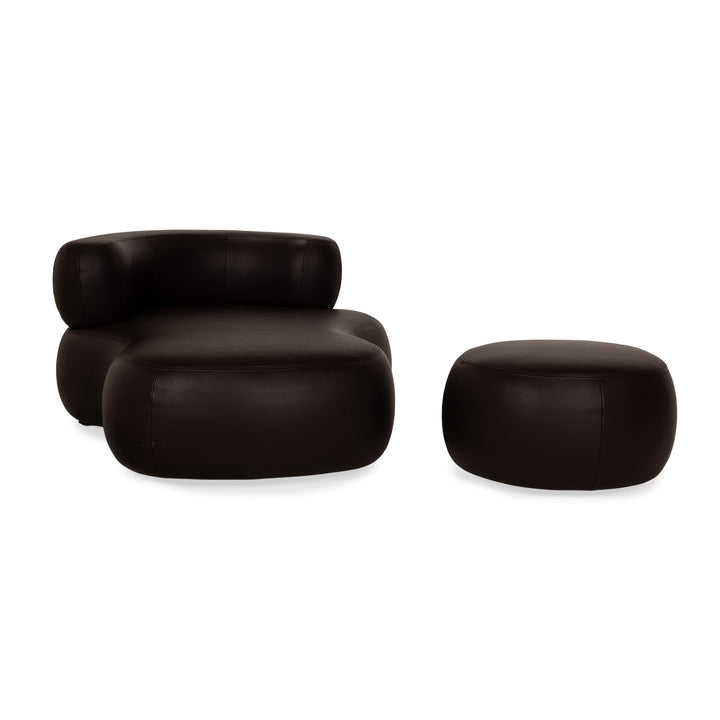 La Nuova Casa States Leather Set Brown Lounge Stool