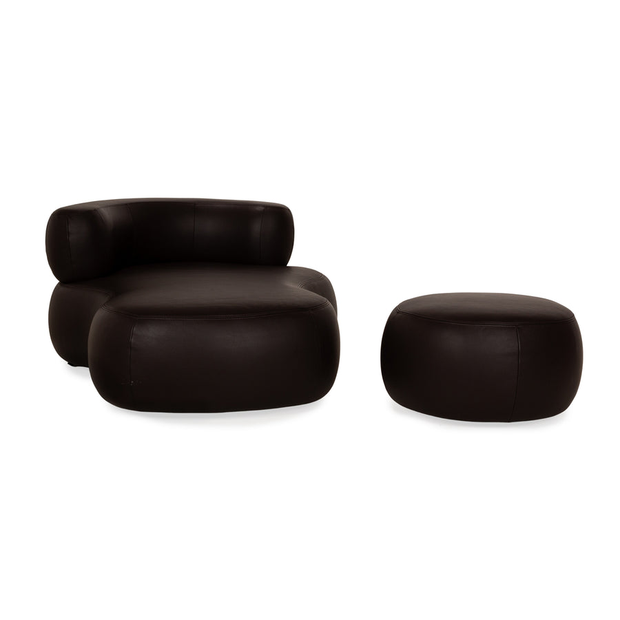 La Nuova Casa States Leather Set Brown Lounge Stool