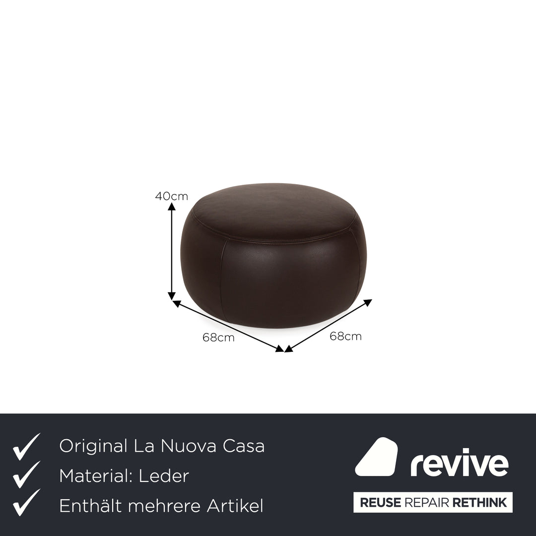 La Nuova Casa States Leather Set Brown Lounge Stool