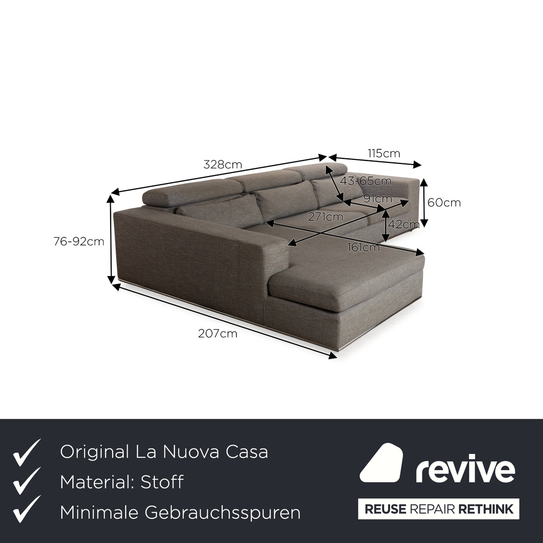 La Nuova Casa Toronto Stoff Ecksofa Recamiere Links Grau Sofa Couch