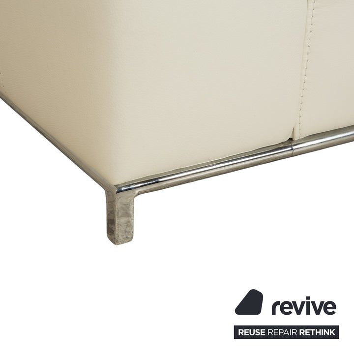 Canapé d'angle en cuir Boston La Nuova Case Crème Blanc coquille d'œuf Canapé Canapé fonction manuelle