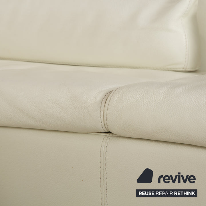 La Nuova Case Boston Leder Ecksofa Creme Eierschale Weiß Sofa Couch manuelle Funktion