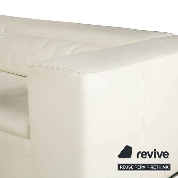 Canapé d'angle en cuir Boston La Nuova Case Crème Blanc coquille d'œuf Canapé Canapé fonction manuelle