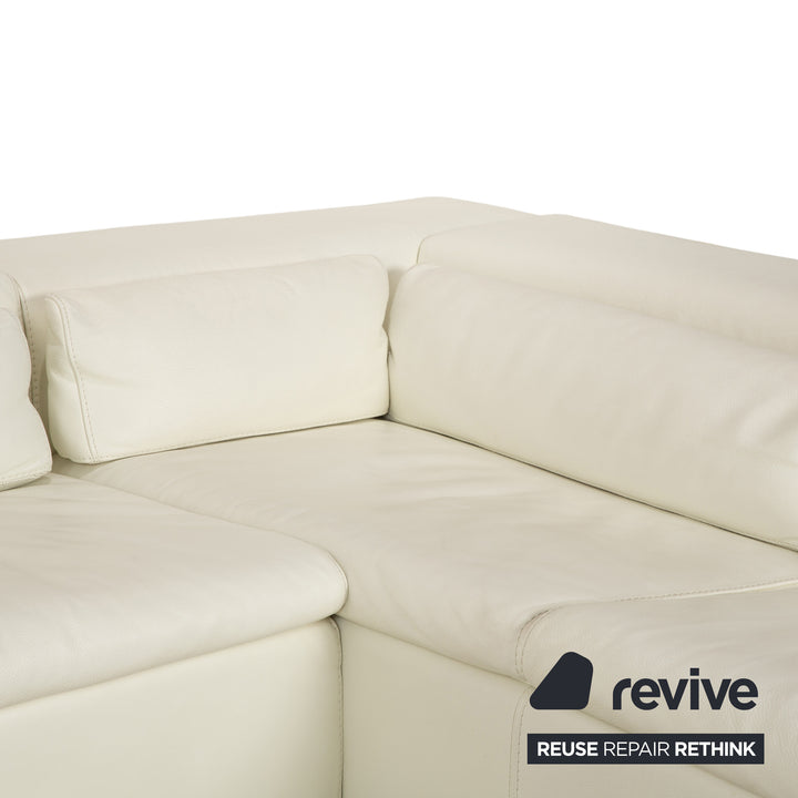 Canapé d'angle en cuir Boston La Nuova Case Crème Blanc coquille d'œuf Canapé Canapé fonction manuelle