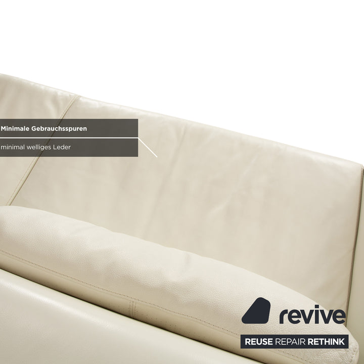 La Nuova Case Boston Leder Ecksofa Creme Eierschale Weiß Sofa Couch manuelle Funktion